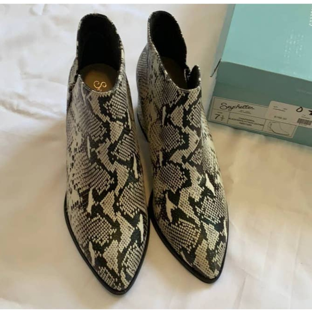 Seychelles Chaparral Black White Python Leather E… - image 4